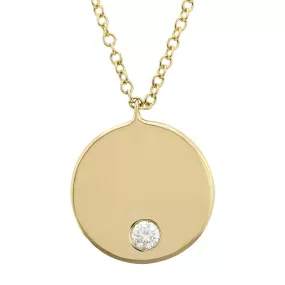 14k Classic Round Nameplate Necklace