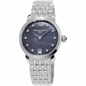 30mm Slimline Ladies Quartz Watch with Black Mother of Pearl