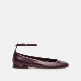 ASHYA BALLET FLATS WINE CRINKLE PATENT