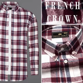 Aubergine Wine with White Plaid Flannel Overshirt/Shacket