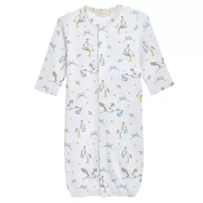 Baby Club Chic Converter Gown with Piping, Storks Blue