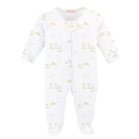 Baby Club Chic - Pink Baby Lambs Zip Footie