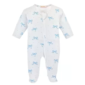 Baby Club Chic Pretty Bows Blue Zipped Footie