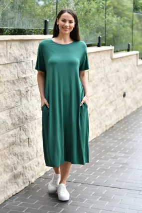 Basic Pocket Jersey Dress | Green