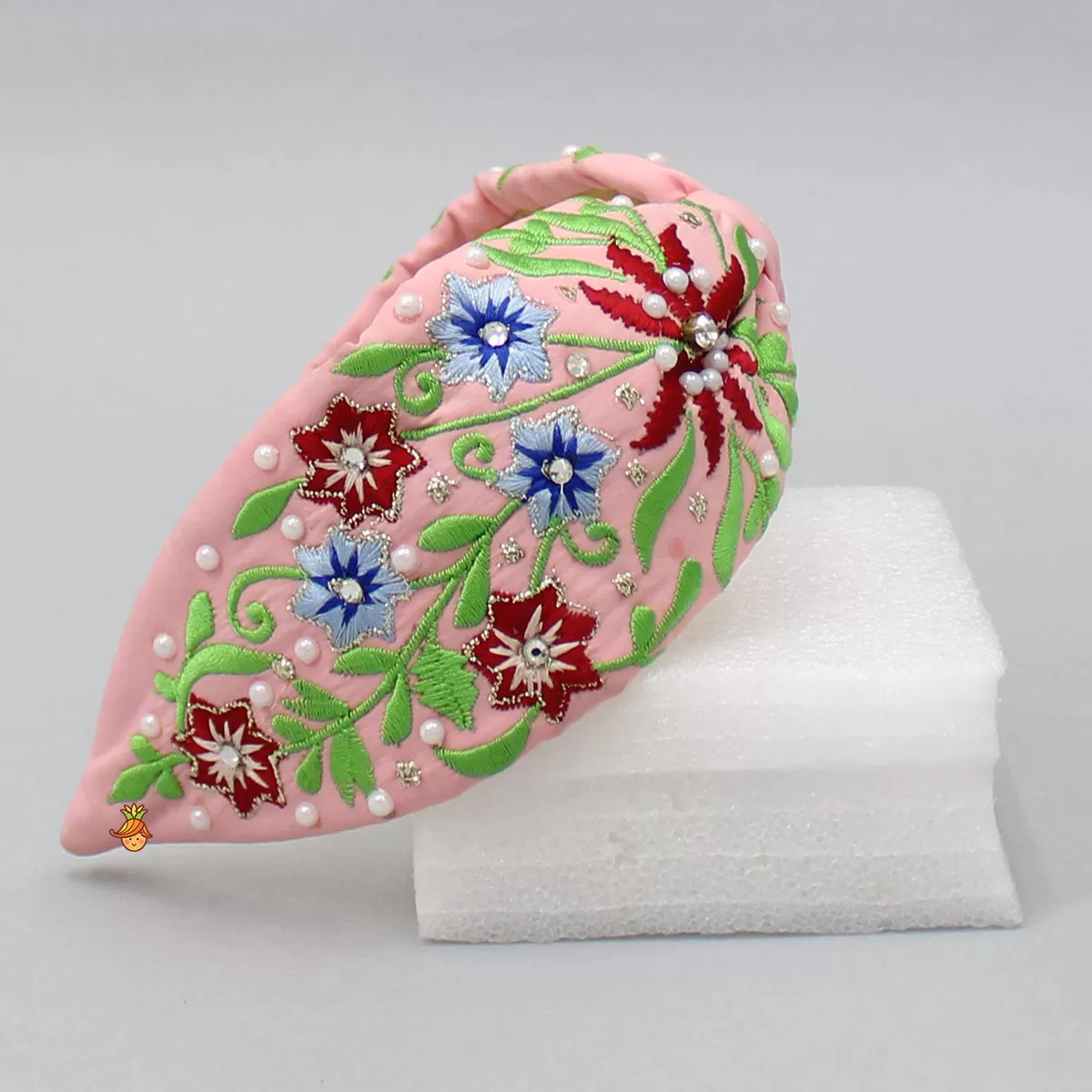 Beautiful Intricate Embroidered Pink Hair Band