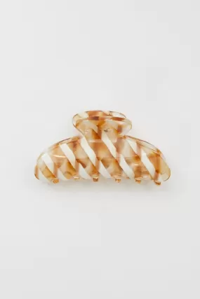 Beige Stripe Claw Clip