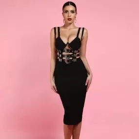 Black Sexy Sashes  Bodycon Dress