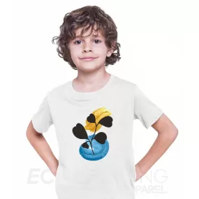 Botanical Blue Flower Plant Abstract T-shirt Novelty Crew Neck Birthday Summer T-shirt for Kids