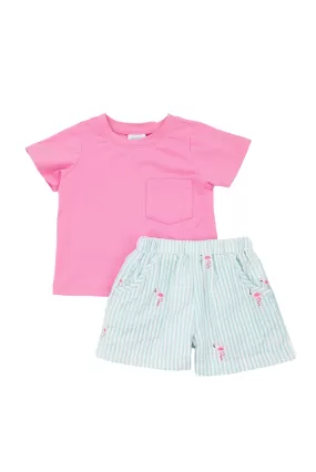 Boys Flamingo Shorts Set