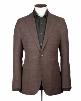 Brown Wool and Linen Hopsack Blazer