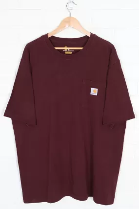 CARHARTT Maroon 'Original Fit' Front Pocket T-Shirt (XXL)