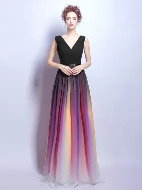 Chic Ombre Prom Dress A Line Chiffon Cheap Long Prom Dress ER583