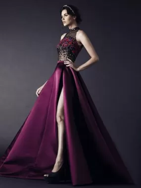 Chic Purple Prom Dress Cheap A Line Satin African Prom Dress #ER510