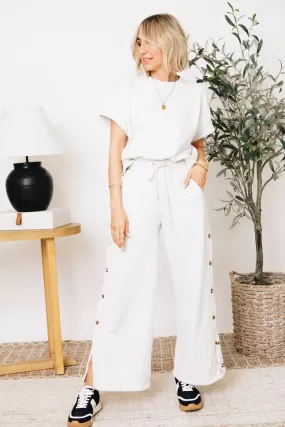 City Chic Wide Leg Pants with Side Buttons (Part Of Set S-L)