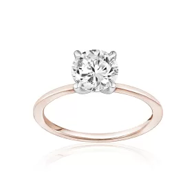 Classic Solitaire Ring with a Rose Gold Band