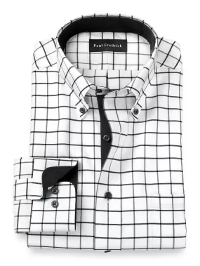 Comfort Stretch Non-iron Check Dress Shirt With Contrast Trim