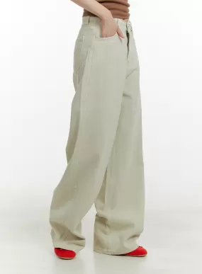 Cotton Solid Wide-Leg Pants OA405