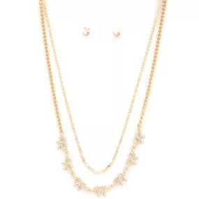 Crystal Strand Double Necklace in Gold