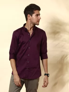 Curious Purple Solid Casual Full Sleeve Shirt