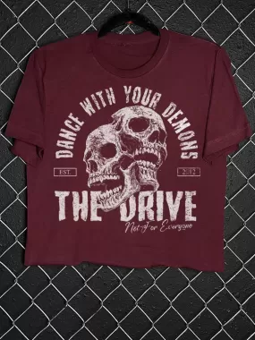 DANCE WITH YOUR DEMONS CROP TOP*MAROON*