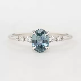 Estel Luxe Ring - 0.80ct Light Blue Green Montana Sapphire, 14k White Gold (One of a kind)