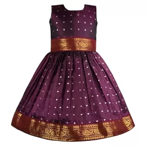 Girls Embellished Polka Dots Satin Ethnic Frock