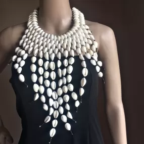 Ivory Cowrie Shell Bib necklace