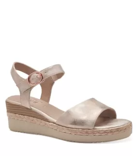 Jana Womens Rose Gold Low Wedge Wide Fit - 8-28365-42