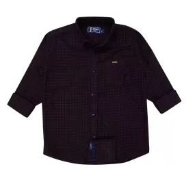 JDC Boy's Maroon Checked Shirt