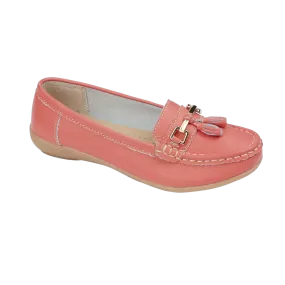 Ladies Leather Slip on Coral Shoes Nautical Flat Jo & Joe