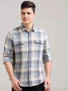 Lavender Nova Cream Casual Check Shirt