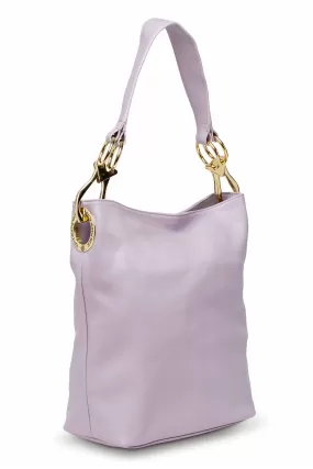 Leather Bucket Bag Lavender