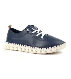 Lunar Soft Leather Plimsole - St Austell In Navy