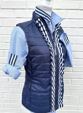 Maggie May Navy White Ruffled Puffer Vest (PF39)