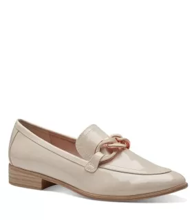 Marco Tozzi Womens Patent Slip In Beige Loafer - 2-24310-42