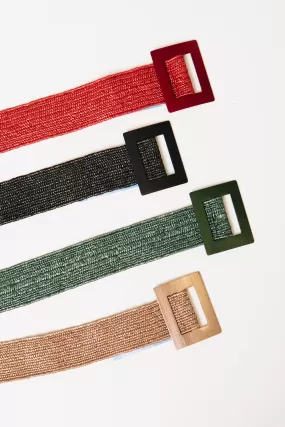 Metal Rattan Square Buckle Belt (OS)