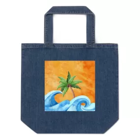 Palm Tree Dreams Organic Denim Tote Bag