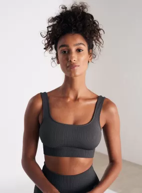 Shadow Grey Ribbed Seamless Bra