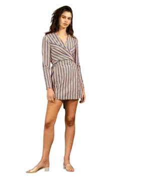 Size 6 - Penny Sage Multicoloured Stripe Darcy Mini Dress