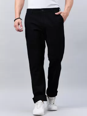 Style Quotient Men Balck Stretchable Chinos Trouser