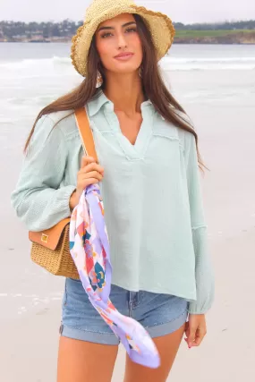 Swells of Summer Long Sleeve Top - Mint